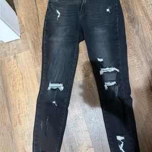Distressed Black Women's Jeans